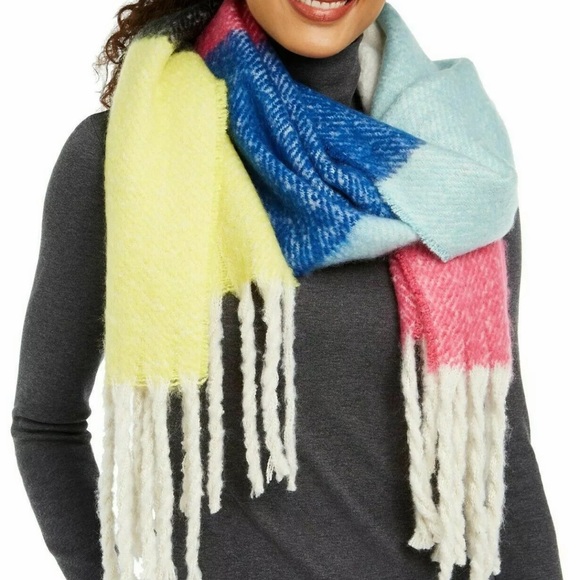 INC International Concepts Accessories - Womens Brushed Colorblocked Scarf Wrap Bright Multi INC